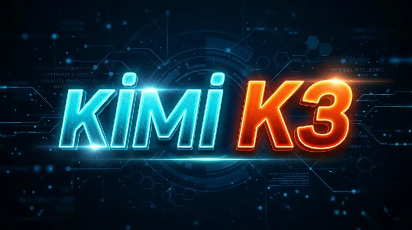 Blue and orange neon logo of the Kimi K3 AI model