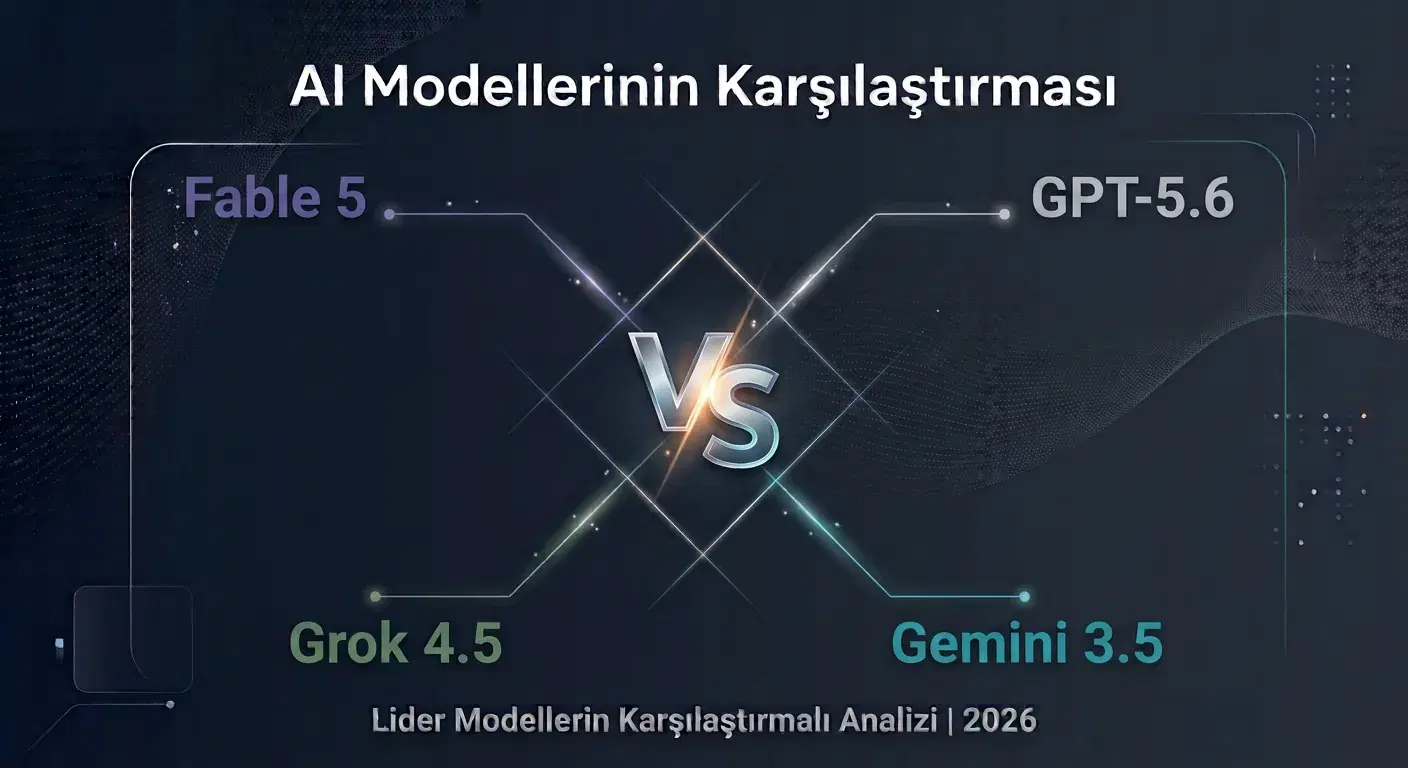 Cover image comparing GPT-5.6, Claude Fable 5, Gemini 3.5 and Grok 4.5 AI models