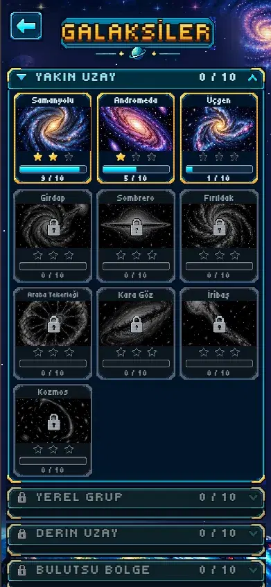 Gezgezen – Galaxy selection